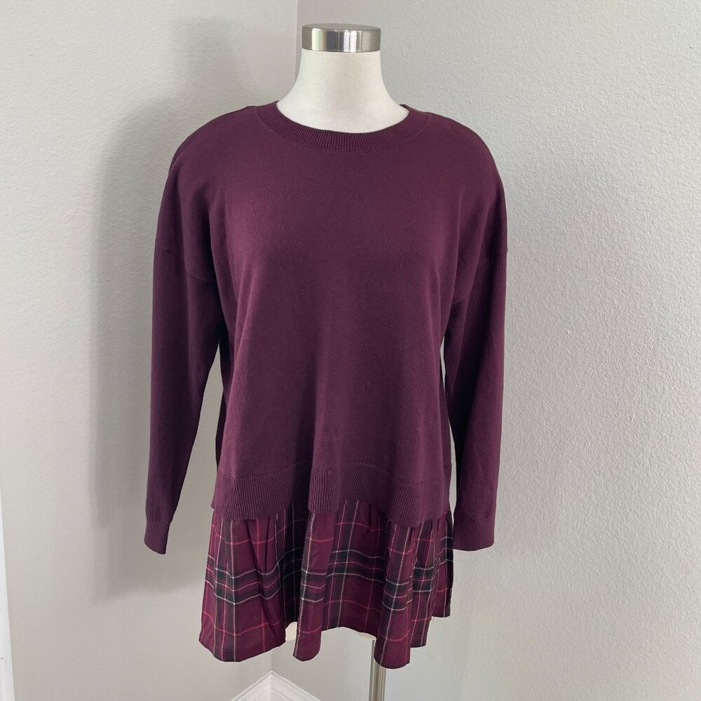 Torrid 0 Womens Large Long‎ Sleeve Cropped 2fer Sweater Knit Top Preppy Academia